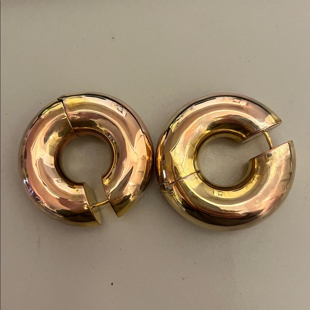Uncommon Matters Large Stratus Hoops. Gold plated brass.